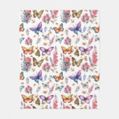 Couverture Polaire Joli papillon d'aquarelle Motif de jardin fleuri (Devant)
