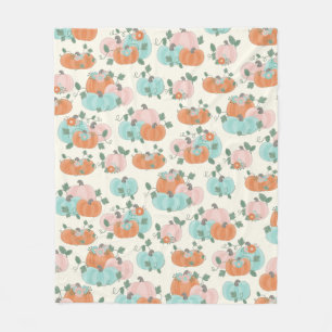 Couverture Polaire Joli Pastel Automne Floral Citrouille Motif
