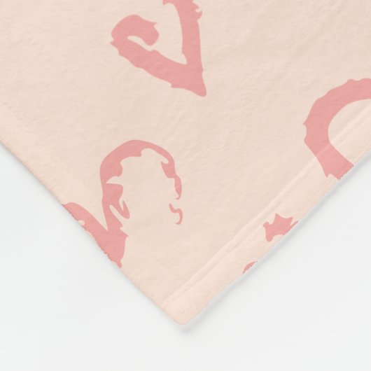 Couverture Polaire Joli Pastel Rose Coeur Motif Script Monogramme (Coin)
