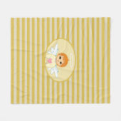 Couverture Polaire Joli Petit Ange sur Rayure Dorée (Devant (Horizontal))