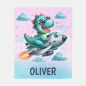 Couverture Polaire Joli pilote de Dino Trex pilotant un avion à réact (Devant)