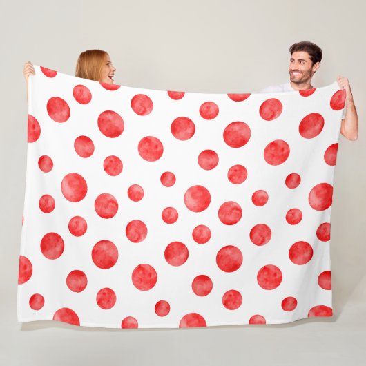 Couverture Polaire Joli pois en rouge et blanc l mignon moderne (En situation)