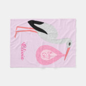 Couverture Polaire Joli Pretty Rose Baby Girl Stork Custom (Devant (Horizontal))