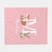 Couverture Polaire Joli renard et lapin Animaux de la forêt Monogramm (Devant (Horizontal))