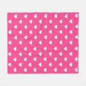 Couverture Polaire Joli rose chaud avec des cœurs blancs (Devant (Horizontal))