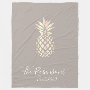 Couverture Polaire Joli rose en cuivre, ananas et gris