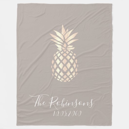 Couverture Polaire Joli rose en cuivre, ananas et gris (Devant)