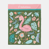 Couverture Polaire joli rose flamingo ajouter nom (Devant)