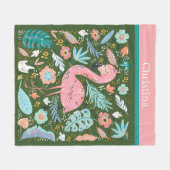 Couverture Polaire joli rose flamingo ajouter nom (Devant (Horizontal))