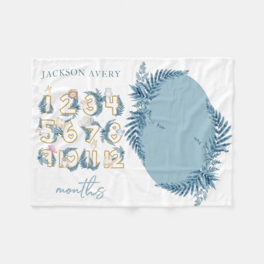 Couverture Polaire Joli Safari Animaux Baby Milestone (Devant (Horizontal))