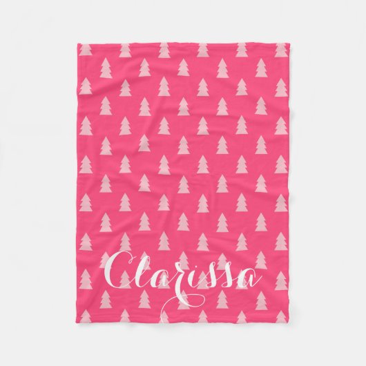 Couverture Polaire Joli sapin de Noël motif pastel et rose chaud (Devant)