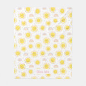 Couverture Polaire Joli soleil pastel, arcs-en-ciel et coeurs (Devant)