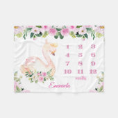 Couverture Polaire Joli Swan Princesse Nom Bébé Mois Filles (Devant (Horizontal))