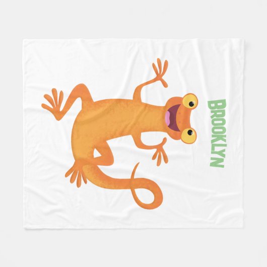 Couverture Polaire Joli triton orangé joyeux (Devant (Horizontal))