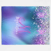 Couverture Polaire Joli turquoise violet faux parties scintillant mon (Devant (Horizontal))