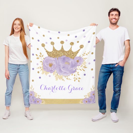 Couverture Polaire Joli violet or Floral Royal Crown Princess (En situation)