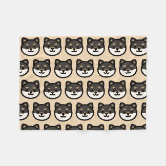 Couverture Polaire Joli visage de chien Shiba Inu noir