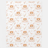 Couverture Polaire Joli visage Hamster et Motif de fleurs roses (Devant)