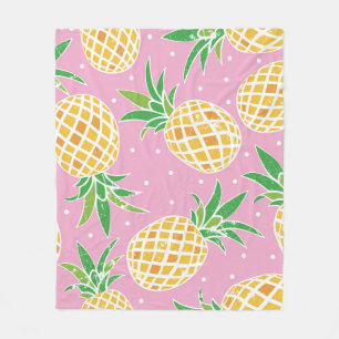 Couverture Polaire Jolie ananas sur grunge rose pois backgro