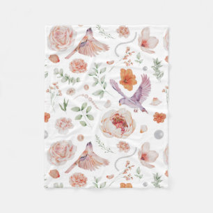 Couverture Polaire Jolie aquarelle Floral Hummingbird Motif