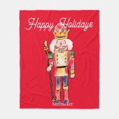 Couverture Polaire Jolie aquarelle Nutcracker Joyeux vacances Rouge (Devant)