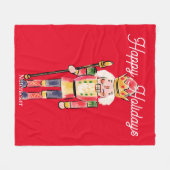 Couverture Polaire Jolie aquarelle Nutcracker Joyeux vacances Rouge (Devant (Horizontal))