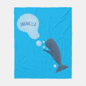 Couverture Polaire Jolie baleine à sperme soufflant bulles dessin (Devant)
