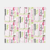 Couverture Polaire Jolie Chouette rose avec nom et collage Monogramme (Devant (Horizontal))