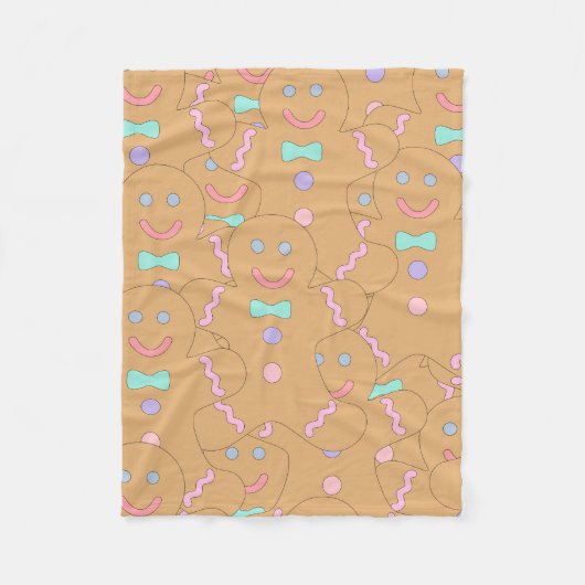 Couverture Polaire Jolie couleur Noël Gingerbread Homme Motif (Devant)