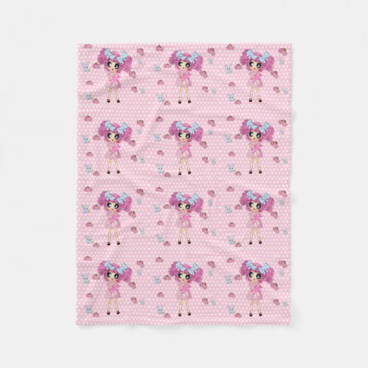 Couverture Polaire Jolie en rose Kawaii fille PinkyP (Devant)