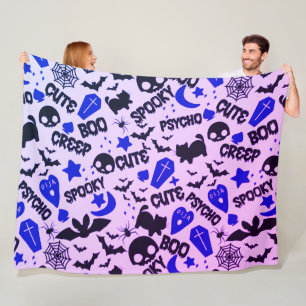 Couverture Polaire Jolie et amusante Halloween violet, bleu et noir