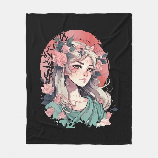 Couverture Polaire Jolie Fille d'Anime (Devant)