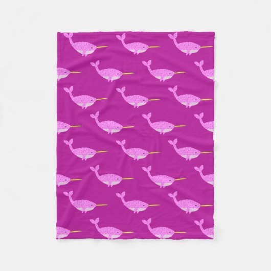 Couverture Polaire Jolie fille rose bébé Narwhal Patterned (Devant)