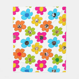 Couverture Polaire Jolie fleur colorée Chien Maman Fun Photo Collage