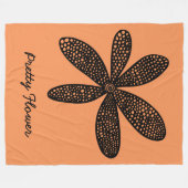 Couverture Polaire Jolie Fleur - Noir sur Orange f79256 (Devant (Horizontal))