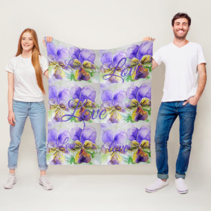 Couverture Polaire Jolie Fleur Viola Floral Purple Motif Amour