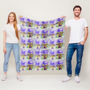 Couverture Polaire Jolie Fleur Viola Floral Purple Motif Amour