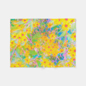 Couverture Polaire Jolie Fleurs Jaunes et Rouges avec Turquoise (Devant (Horizontal))