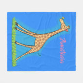 Couverture Polaire Jolie girafe avec dessin animé de papillon (Devant (Horizontal))