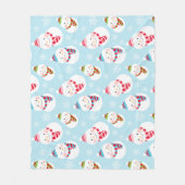 Couverture Polaire Jolie glace bleu hiver Snowman Motif (Devant)