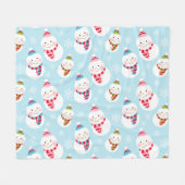 Couverture Polaire Jolie glace bleu hiver Snowman Motif (Devant (Horizontal))