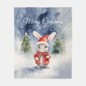 Couverture Polaire Jolie Lapin Lapin Noël (Devant)