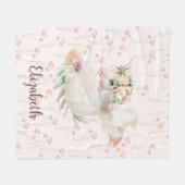 Couverture Polaire Jolie licorne magique rose florale (Devant (Horizontal))