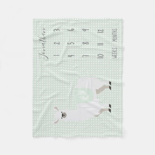 Couverture Polaire Jolie Llama Polka Dot Baby Milestone (Devant)