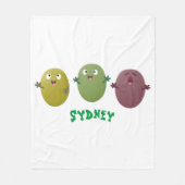 Couverture Polaire Jolie olives joyeux chantant dessin animé (Devant)