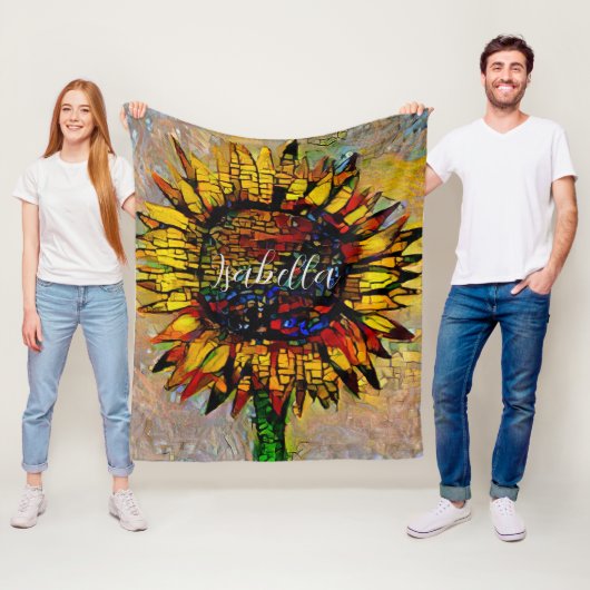 Couverture Polaire Jolie peinture Abstraite de tournesol (En situation)