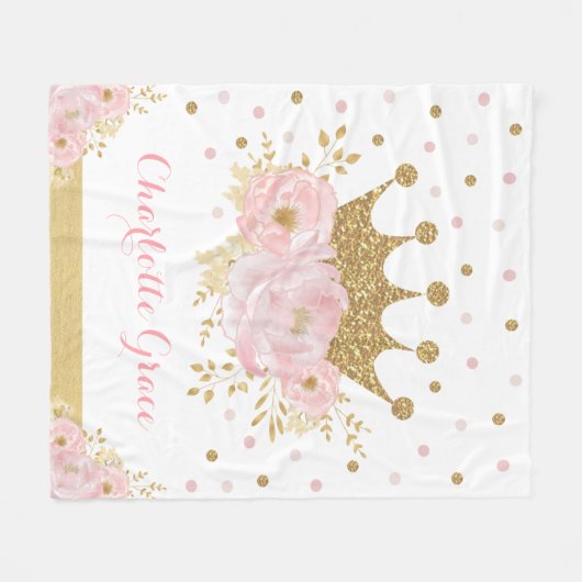 Couverture Polaire Jolie princesse royale floue dorée (Devant (Horizontal))