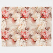 Couverture Polaire Jolie rose florale crème blush rose tendre (Devant (Horizontal))