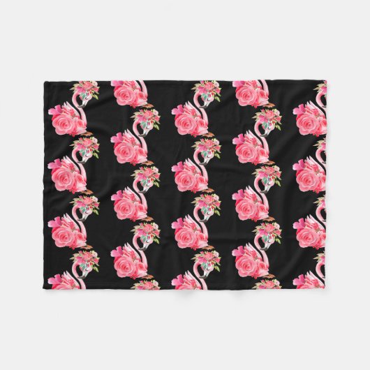 Couverture Polaire Jolie rose rêve fille bébé flamingo avec (Devant (Horizontal))
