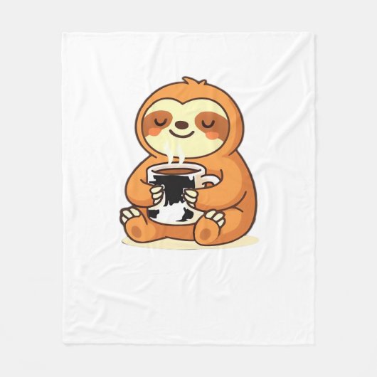 Couverture Polaire Jolie Sloth Relaxant avec Hot Coffee Premium T-Shi (Devant)